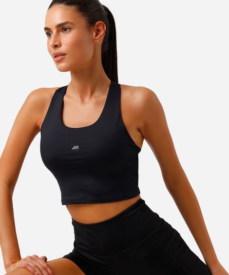 top nadador feminino esportivo com bolsos e refletivo preto