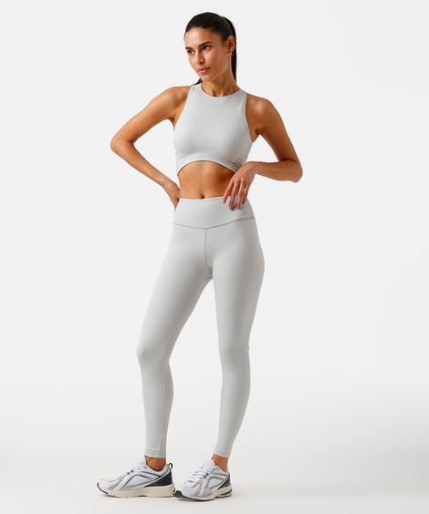 calça legging feminina esportiva ace canelada cinza