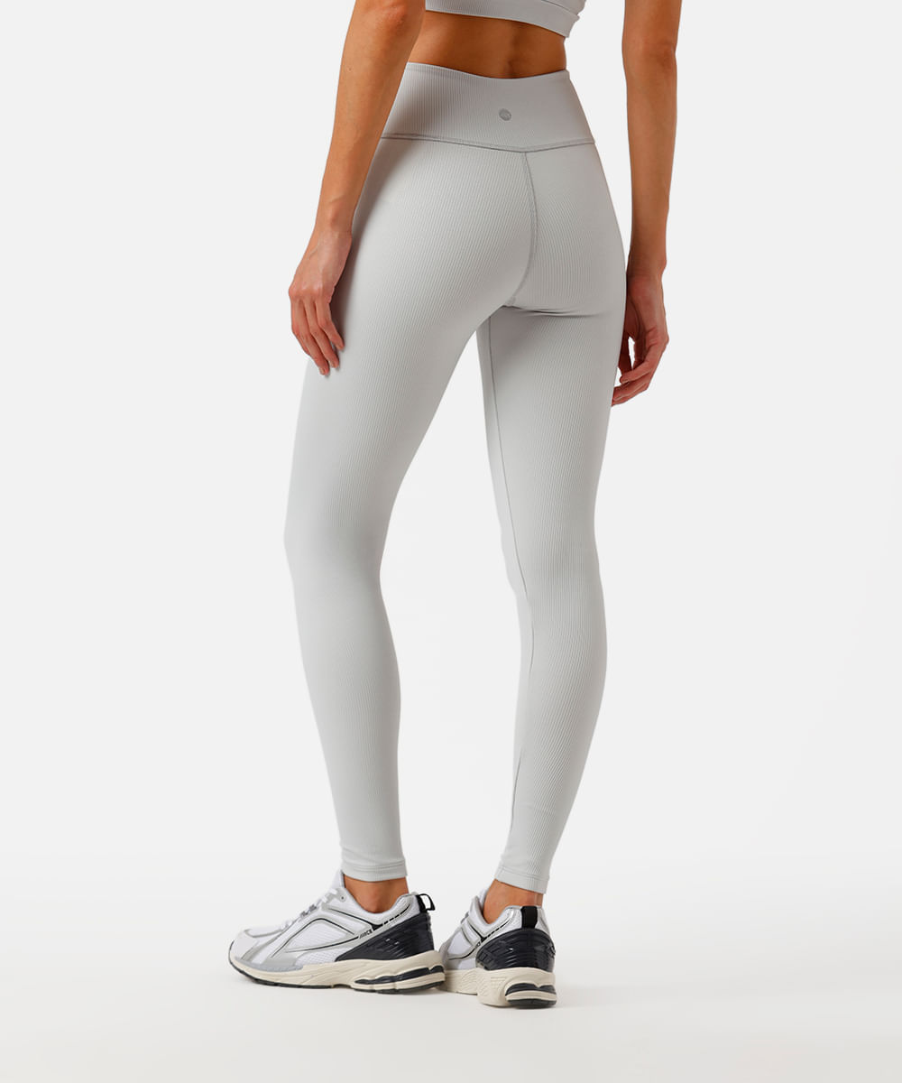 calça legging feminina esportiva canelada cinza