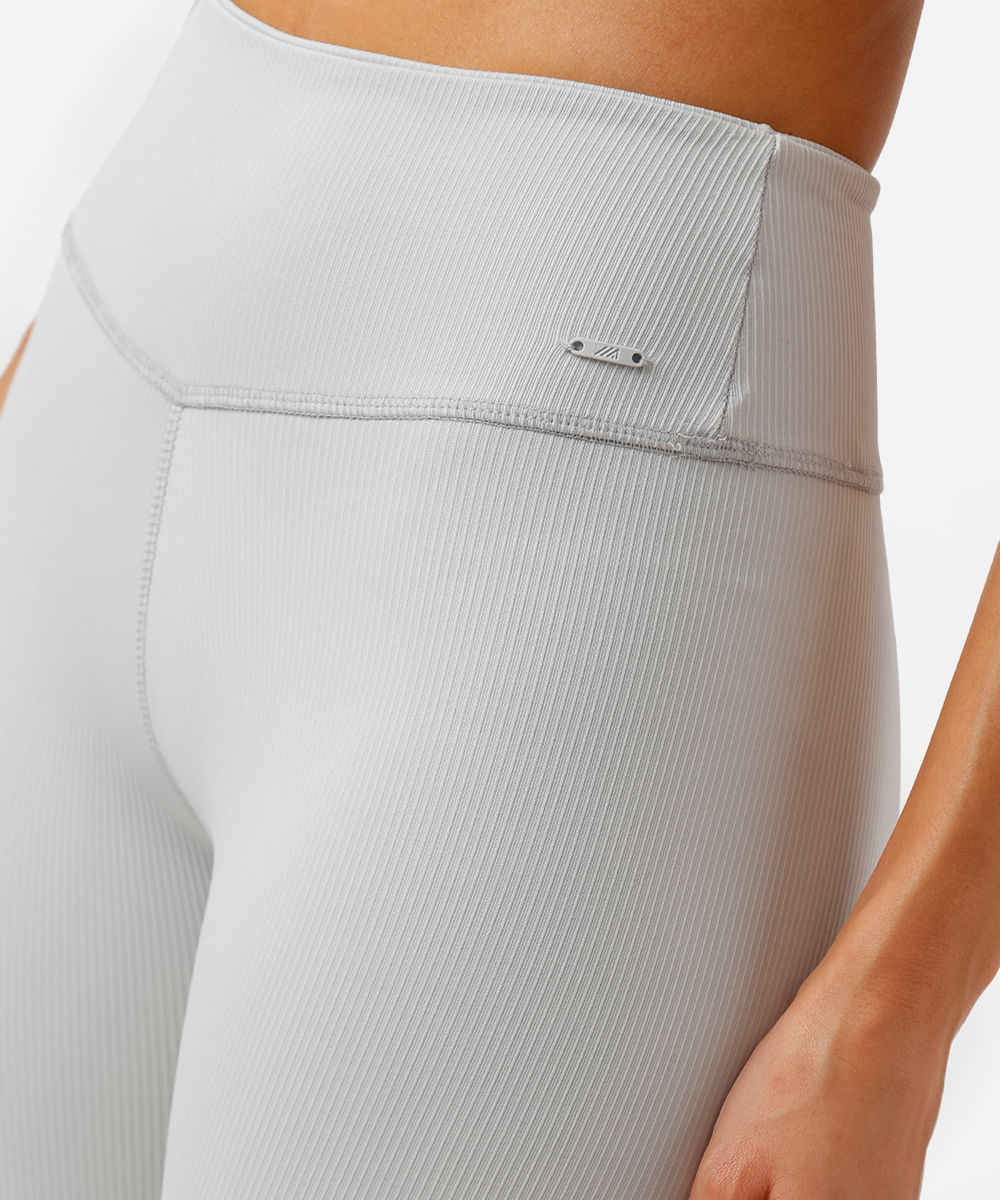 calça legging feminina esportiva canelada cinza