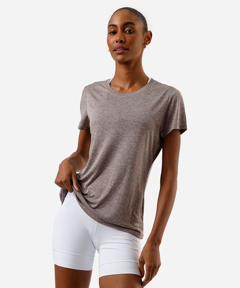 blusa feminina esportiva ace manga curta marrom