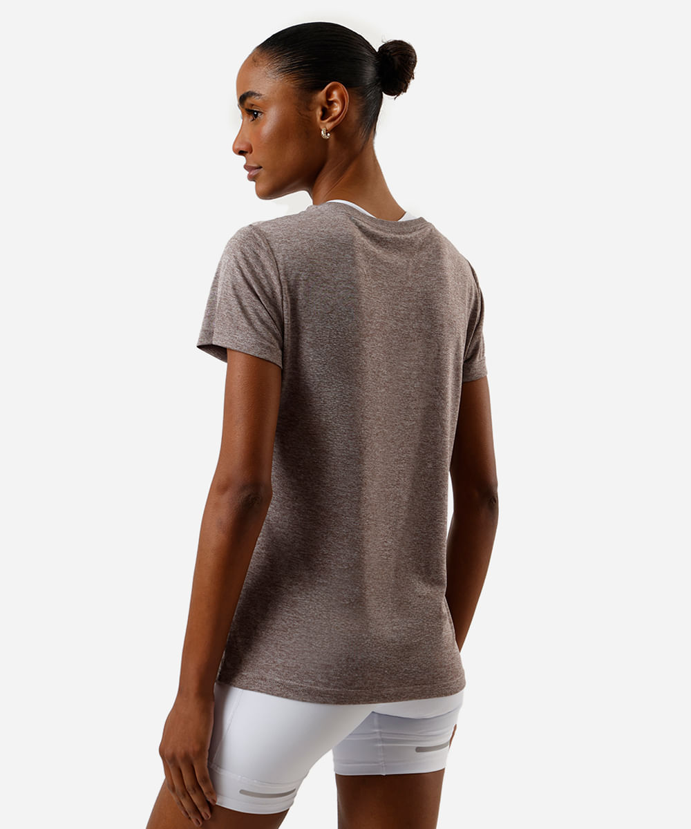 blusa feminina esportiva manga curta marrom