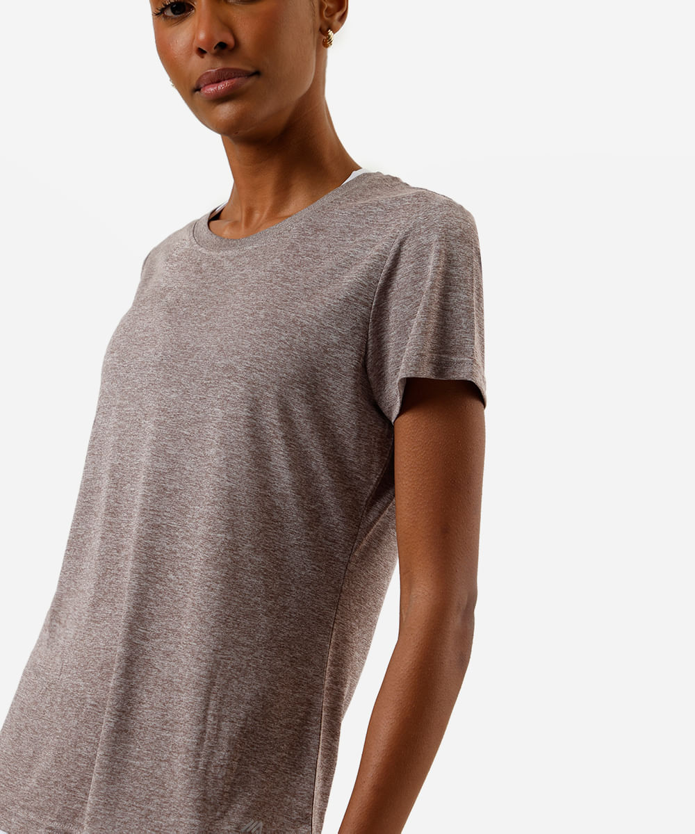 blusa feminina esportiva manga curta marrom