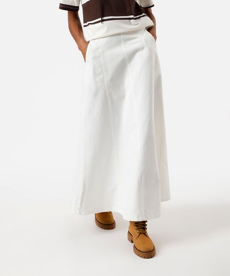 saia longa de sarja com recortes off white