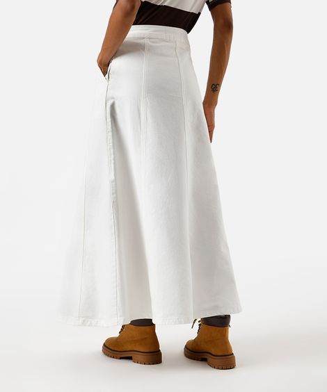 saia longa de sarja com recortes off white