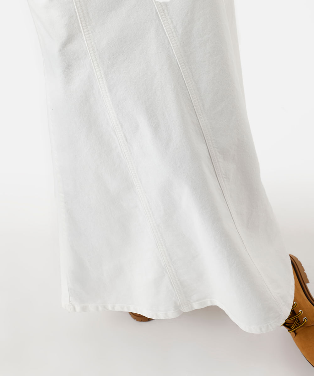 saia longa de sarja com recortes off white