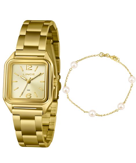 kit relógio feminino lince analógico lqgm060l30 k0hsc2kx dourado