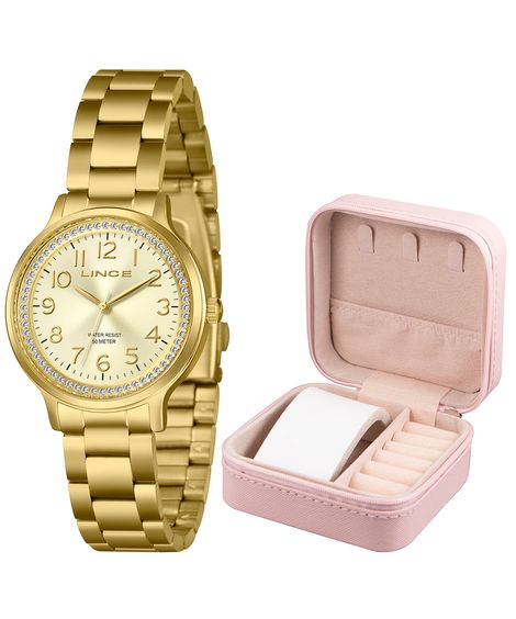 kit relógio feminino lince analógico lrgh261l36 c2kx pj dourado