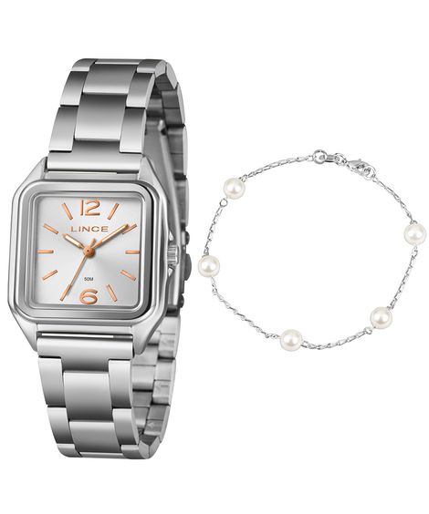 kit relógio feminino lince analógico lqmm060l30 k0hxs2sx prateado