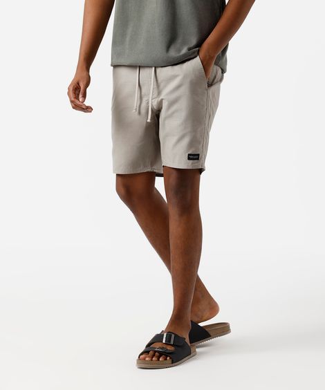 bermuda reta masculina de sarja com cordão cinza