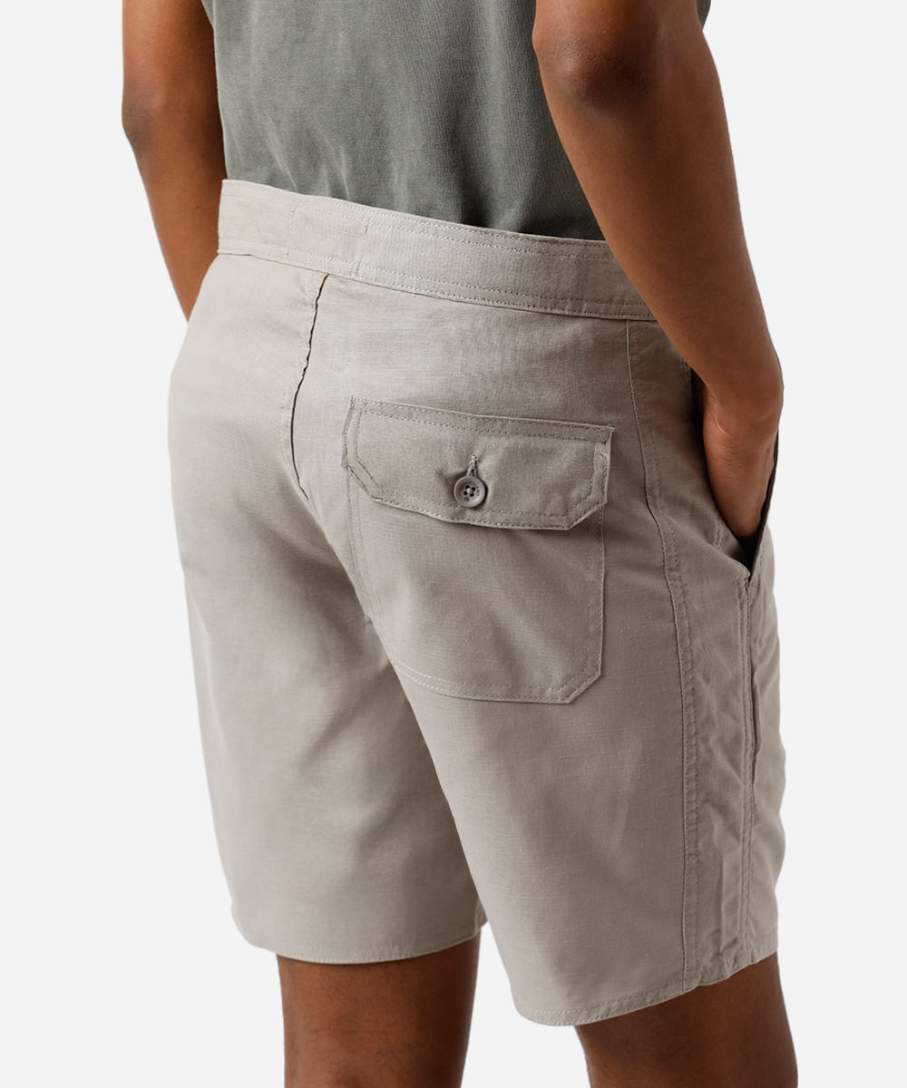 bermuda reta masculina de sarja com cordão cinza