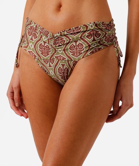 biquíni calcinha tanga franzida estampada verde