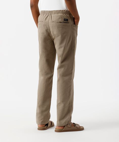 calça jogger masculina de sarja texturizada bege