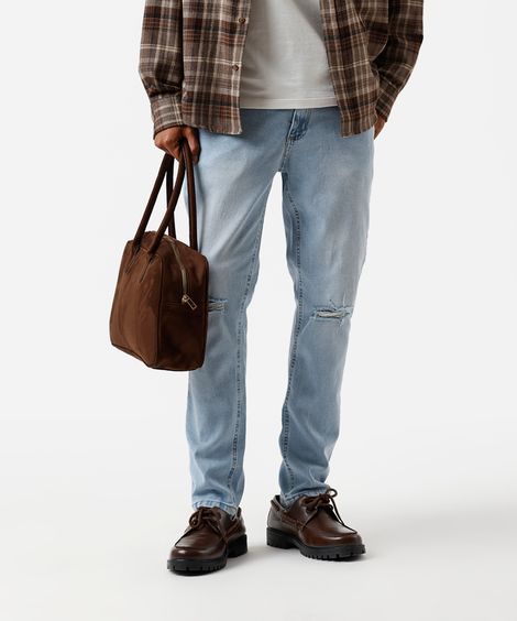 calça skinny masculina jeans destroyed azul