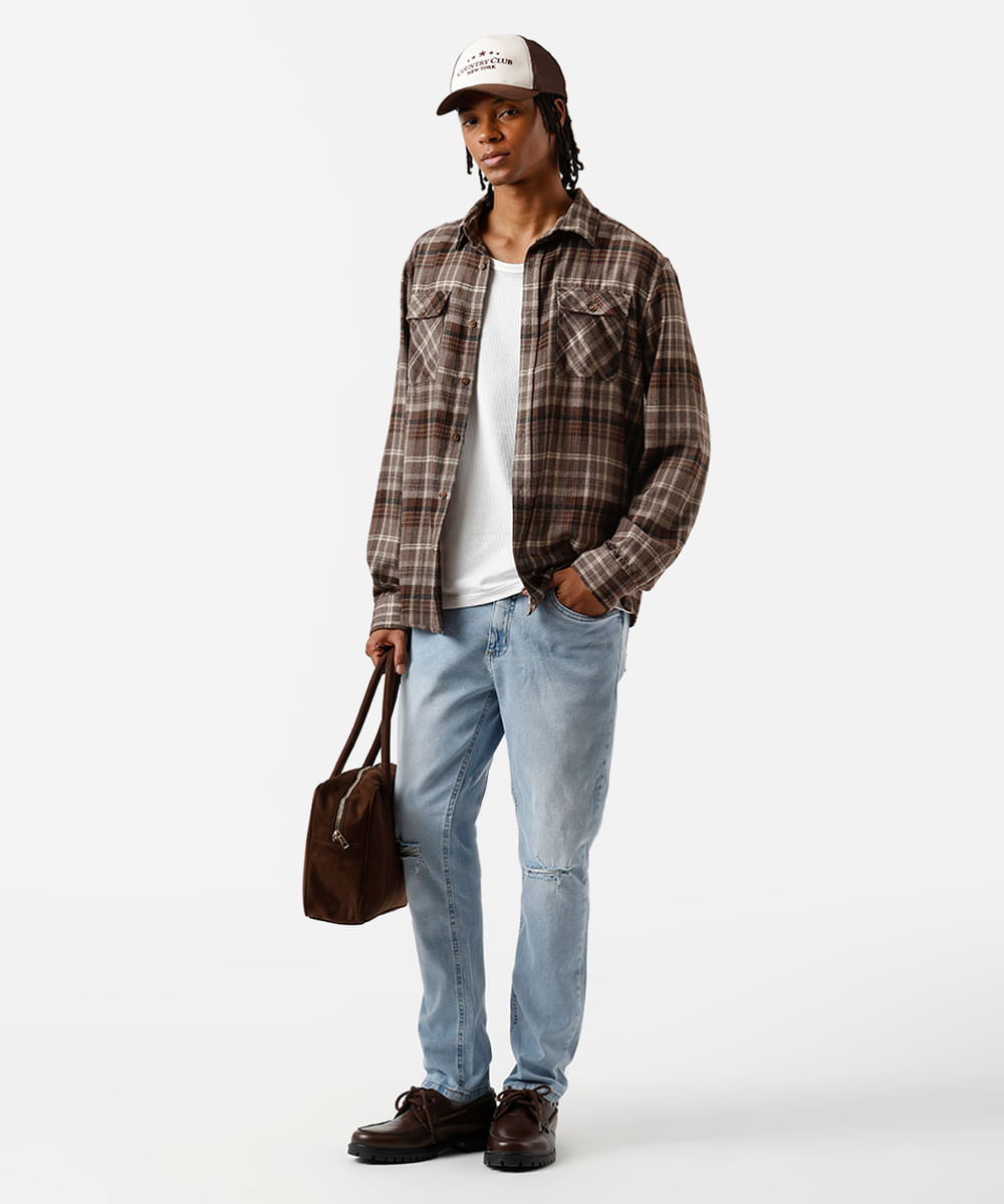 calça skinny masculina jeans destroyed azul