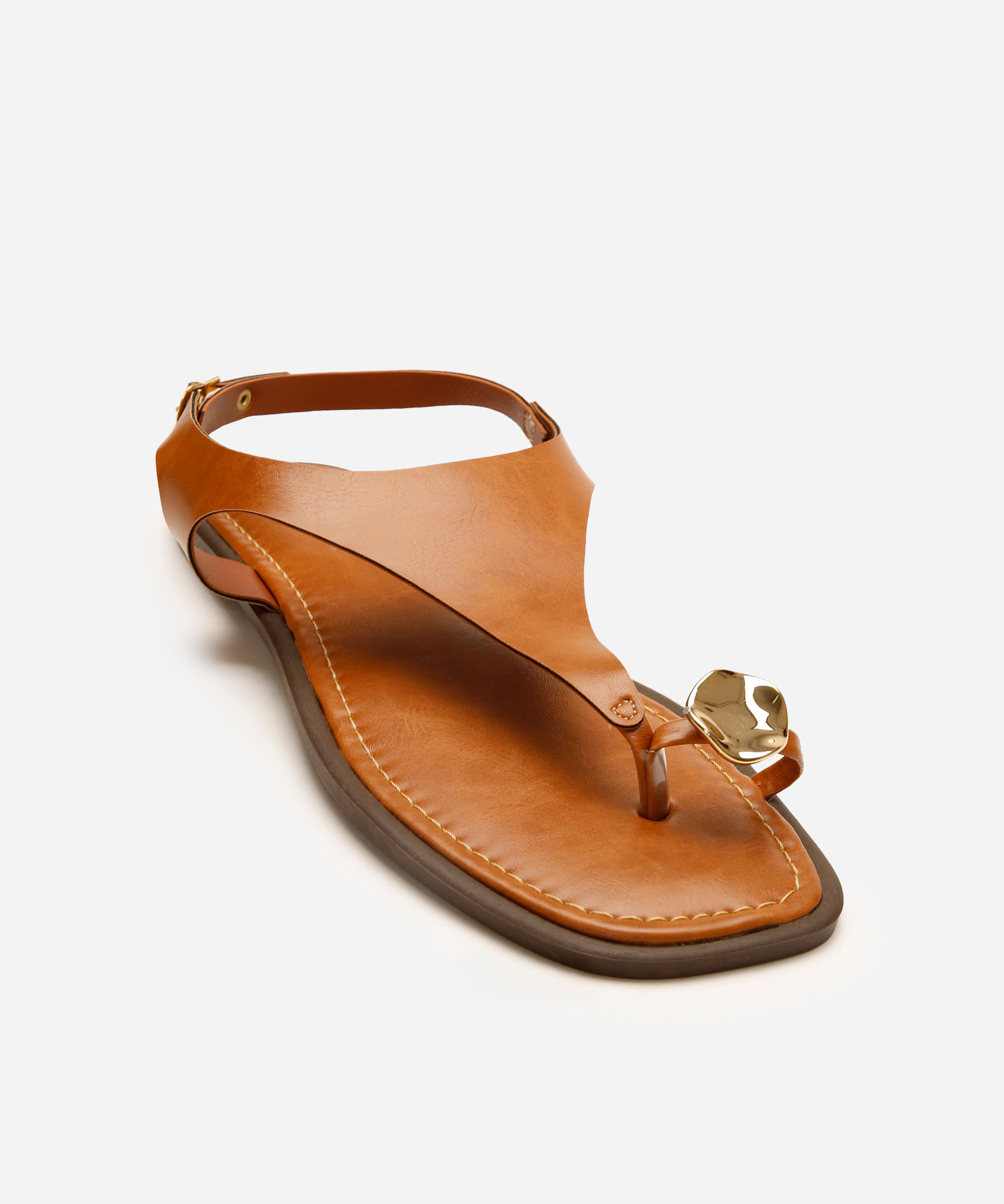 rasteirinha com aviamento texturizado oneself marrom