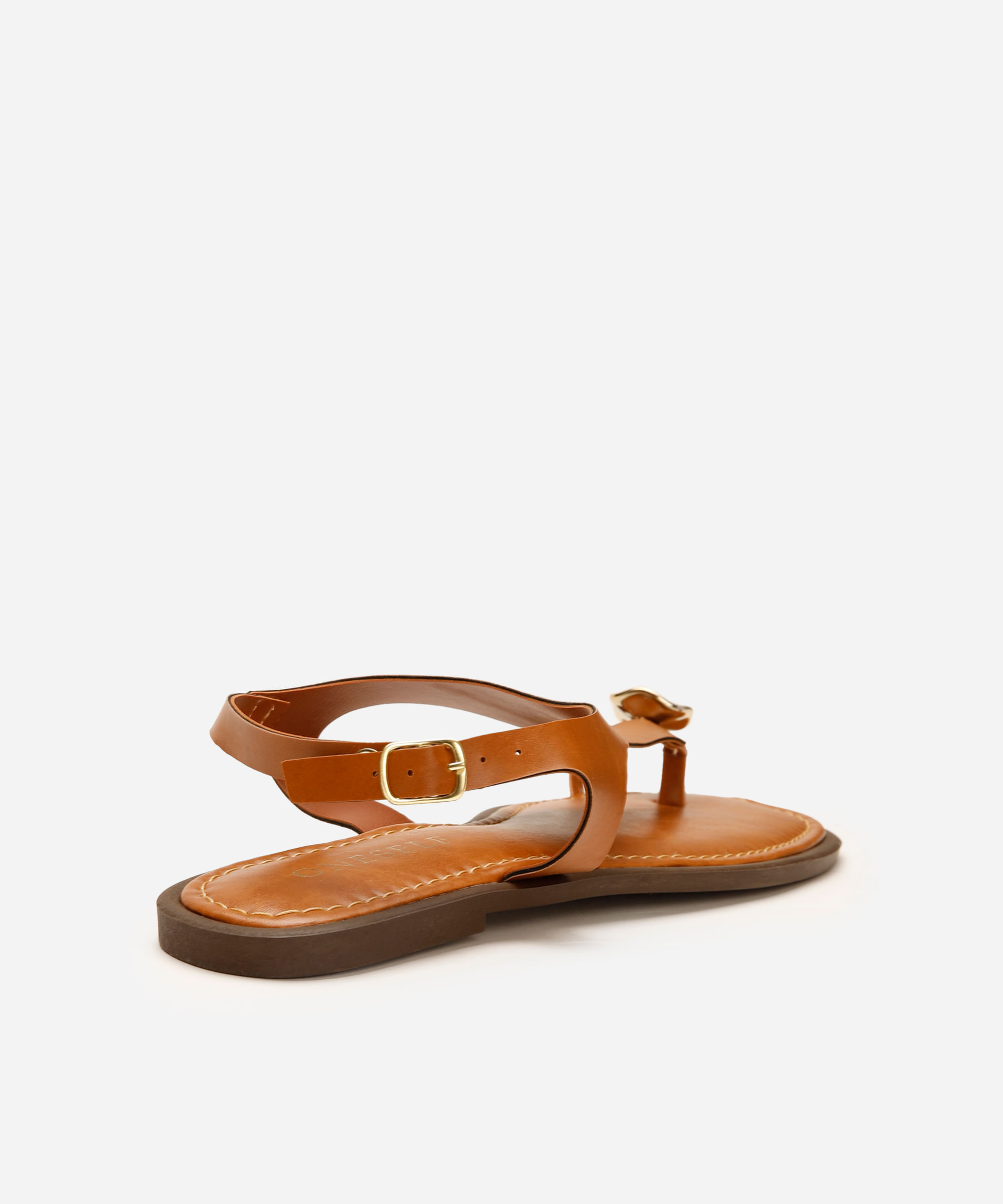 rasteirinha com aviamento texturizado oneself marrom