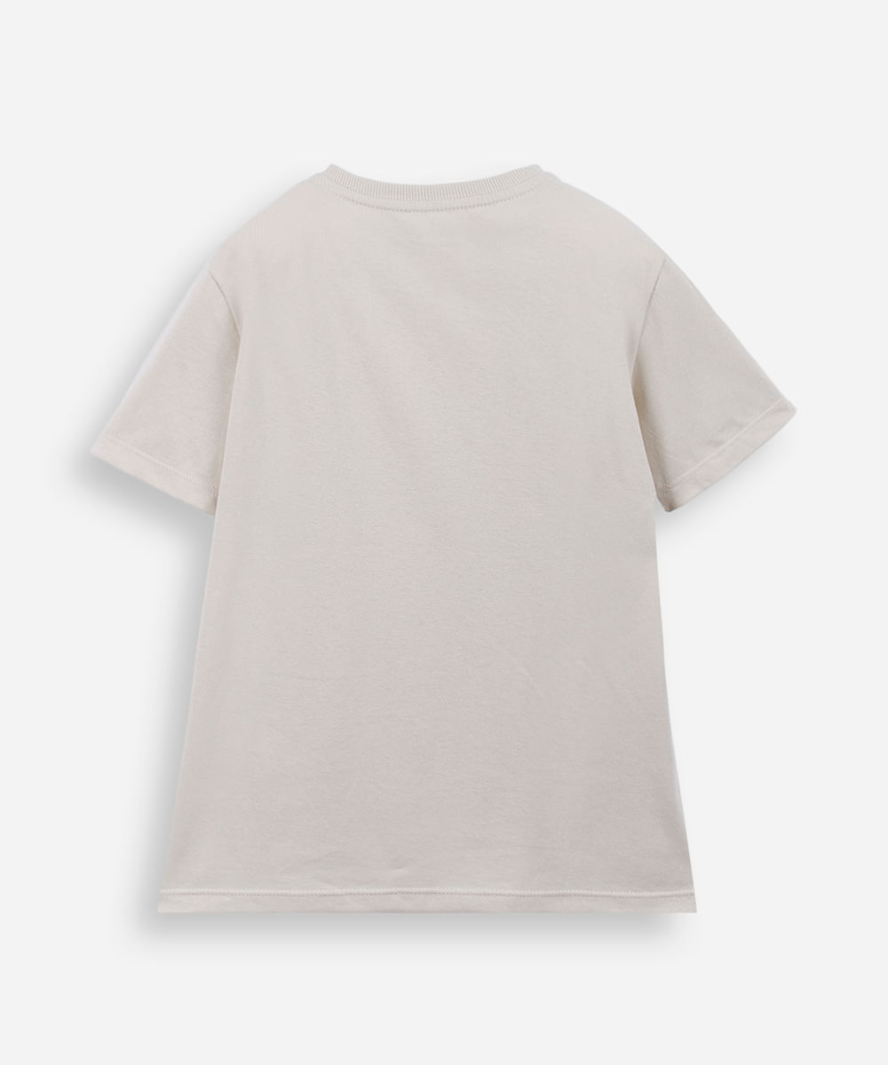 camiseta infantil de algodão estampada bege