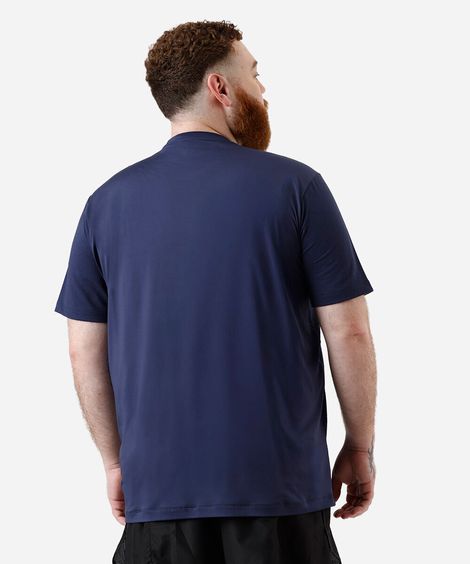 camiseta masculina esportiva com recortes plus size azul