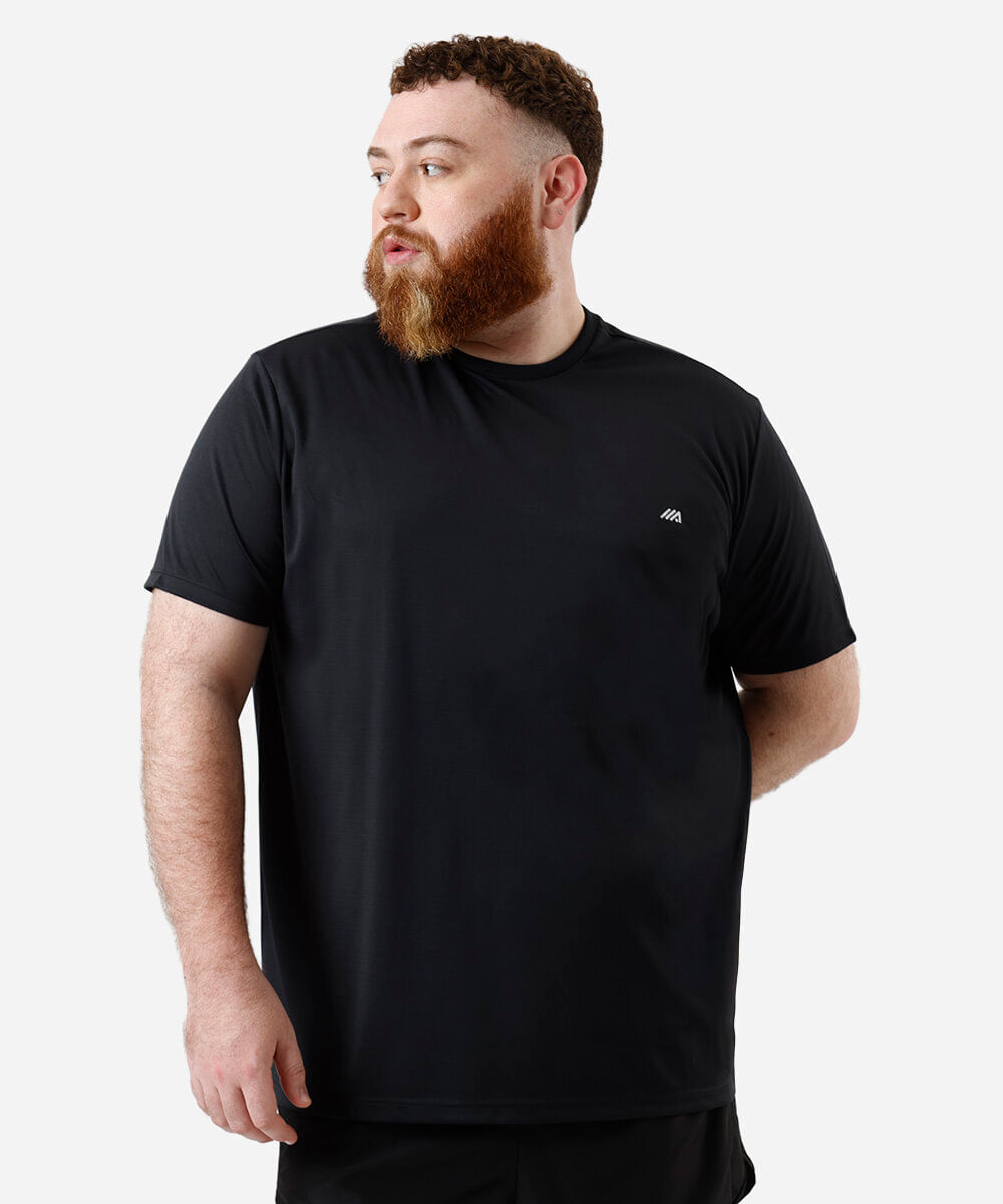camiseta masculina esportiva ace plus size preta