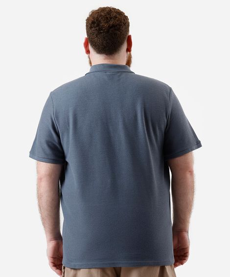 polo masculina com zíper texturizada plus size azul