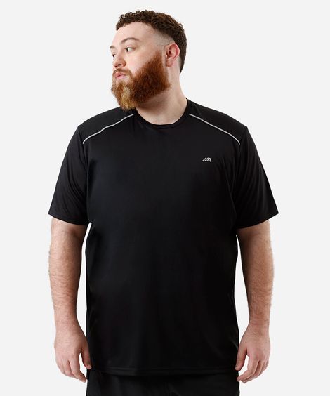 camiseta masculina esportiva ace com refletivo plus size preta