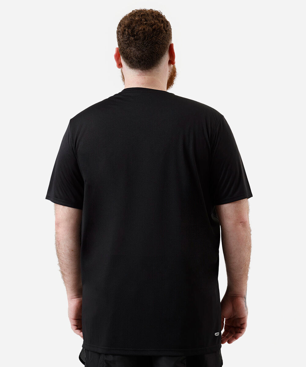 camiseta masculina esportiva com refletivo plus size preta