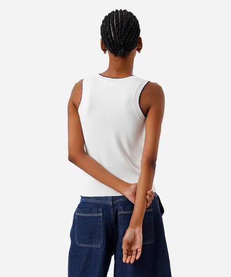regata feminina de tricot off white