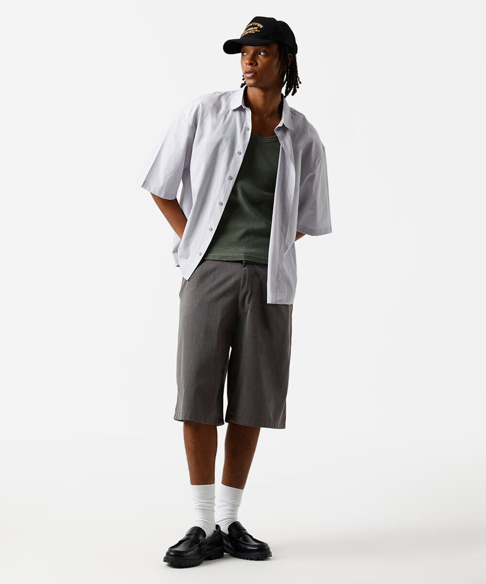 camisa box masculina com algodão manga curta xadrez azul