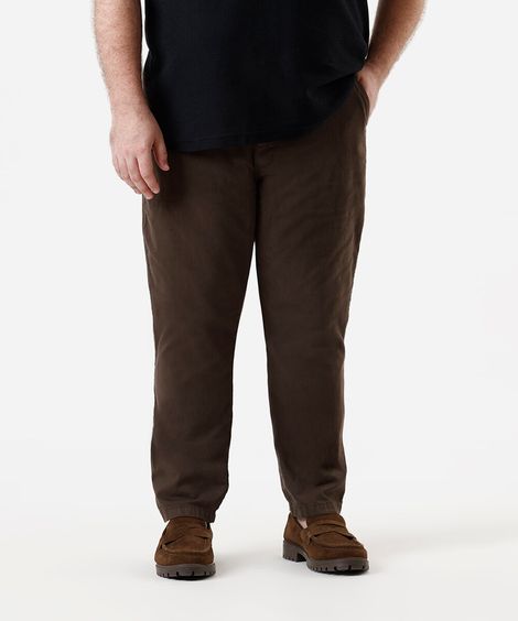 calça chino slim masculina de sarja plus size marrom