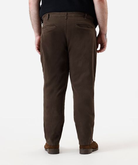calça chino slim masculina de sarja plus size marrom