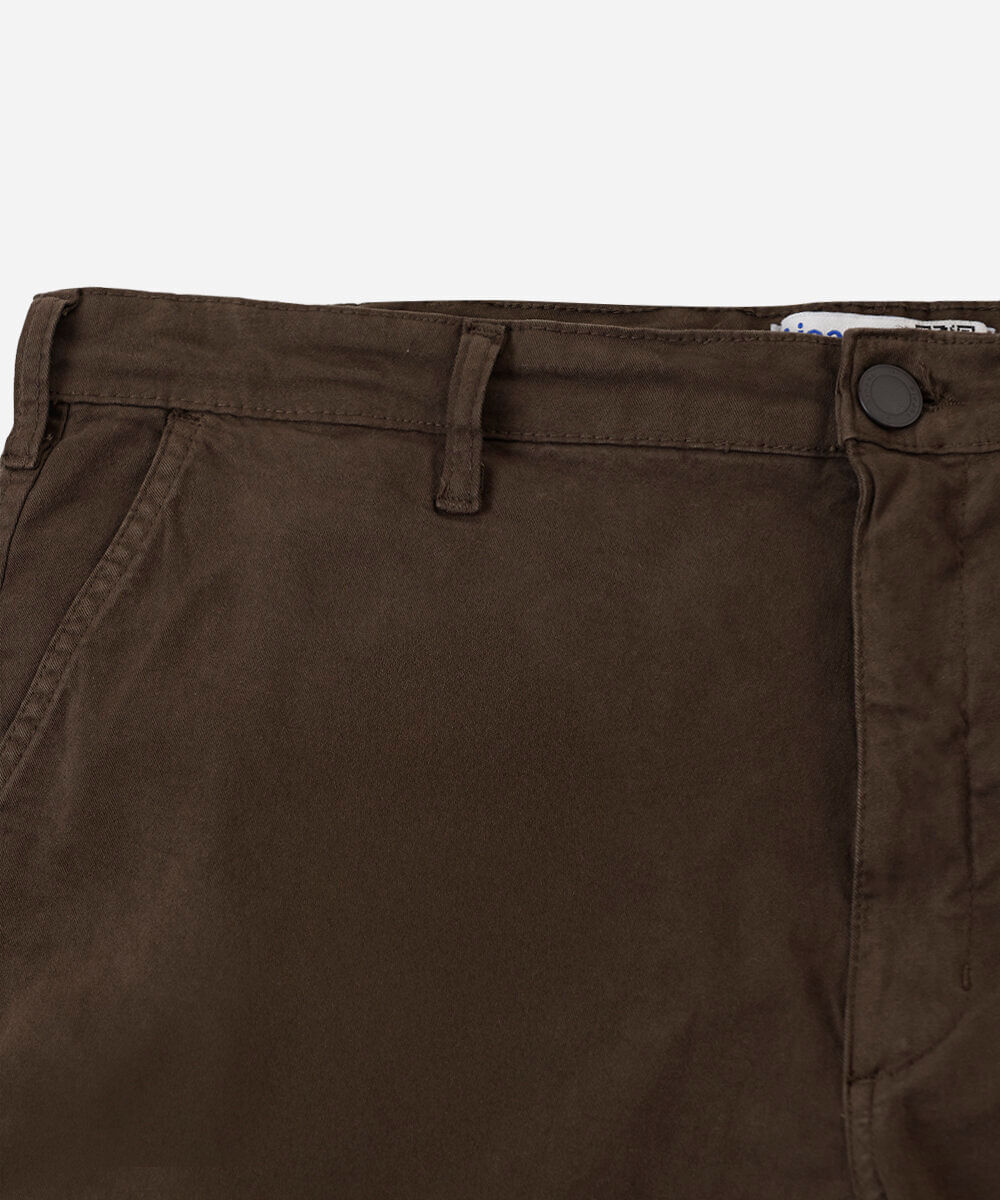 calça chino slim masculina de sarja plus size marrom