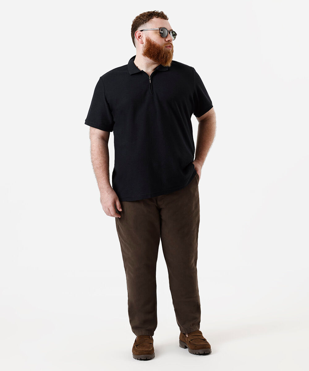 calça chino slim masculina de sarja plus size marrom