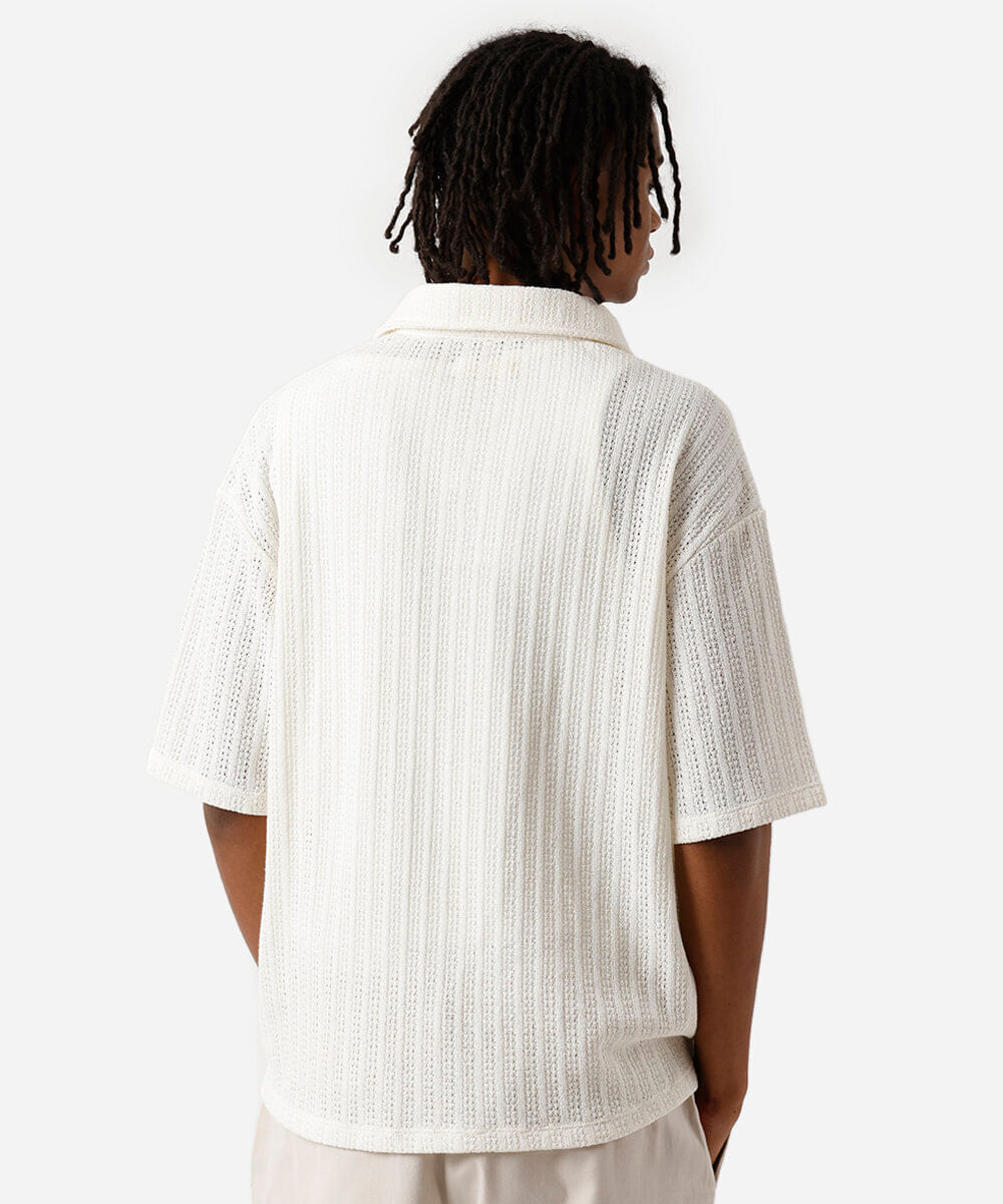 camisa de tricot manga curta off white