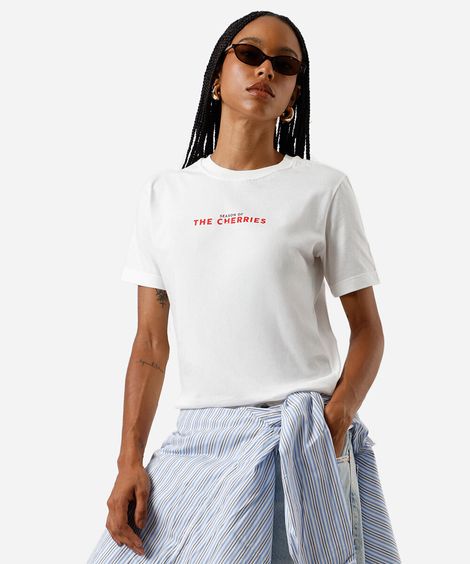 camiseta feminina de algodão hello kitty off white