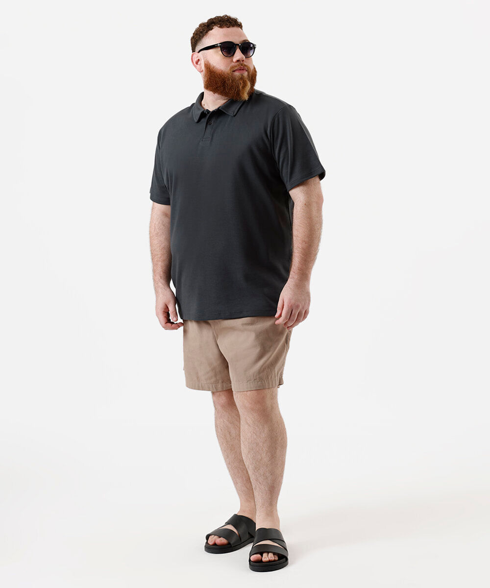 polo básica masculina com algodão plus size cinza