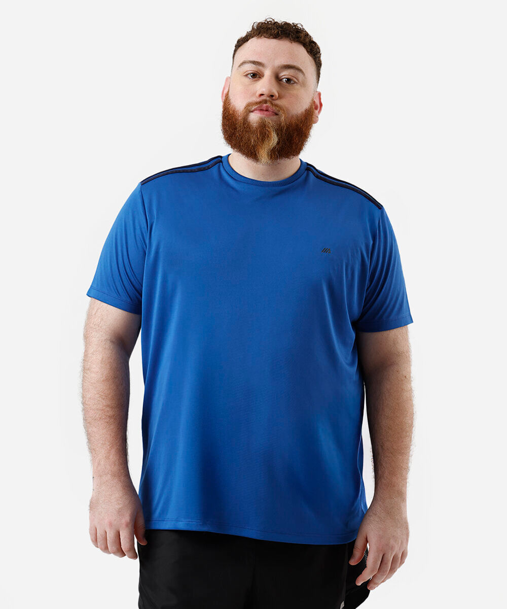 camiseta masculina esportiva ace com listras plus size azul