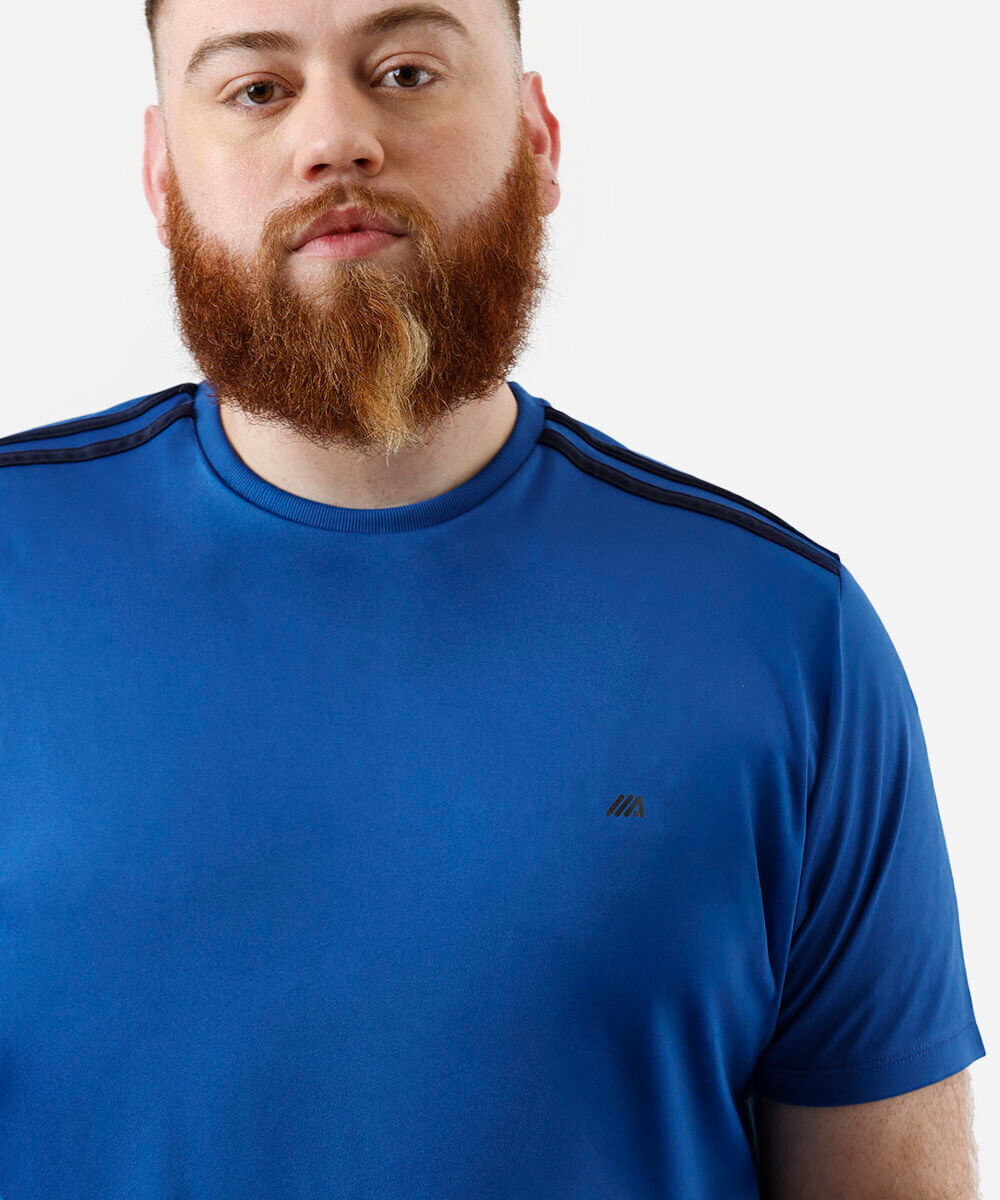 camiseta masculina esportiva ace com listras plus size azul
