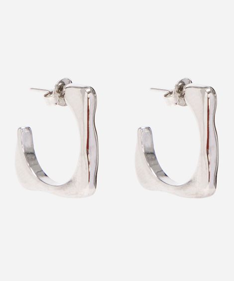 brinco argola quadrada orgânica prateado