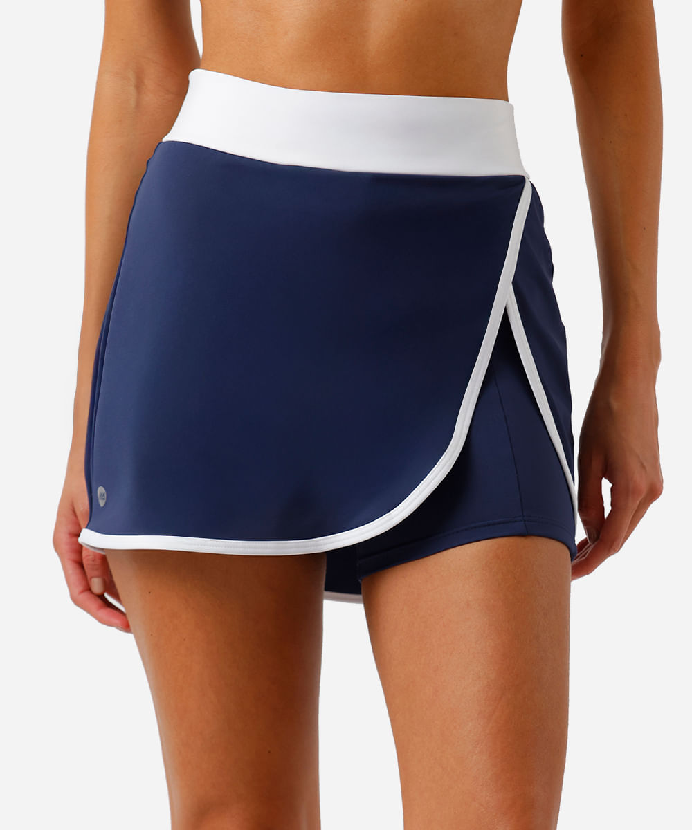 shorts saia feminino esportivo bicolor azul