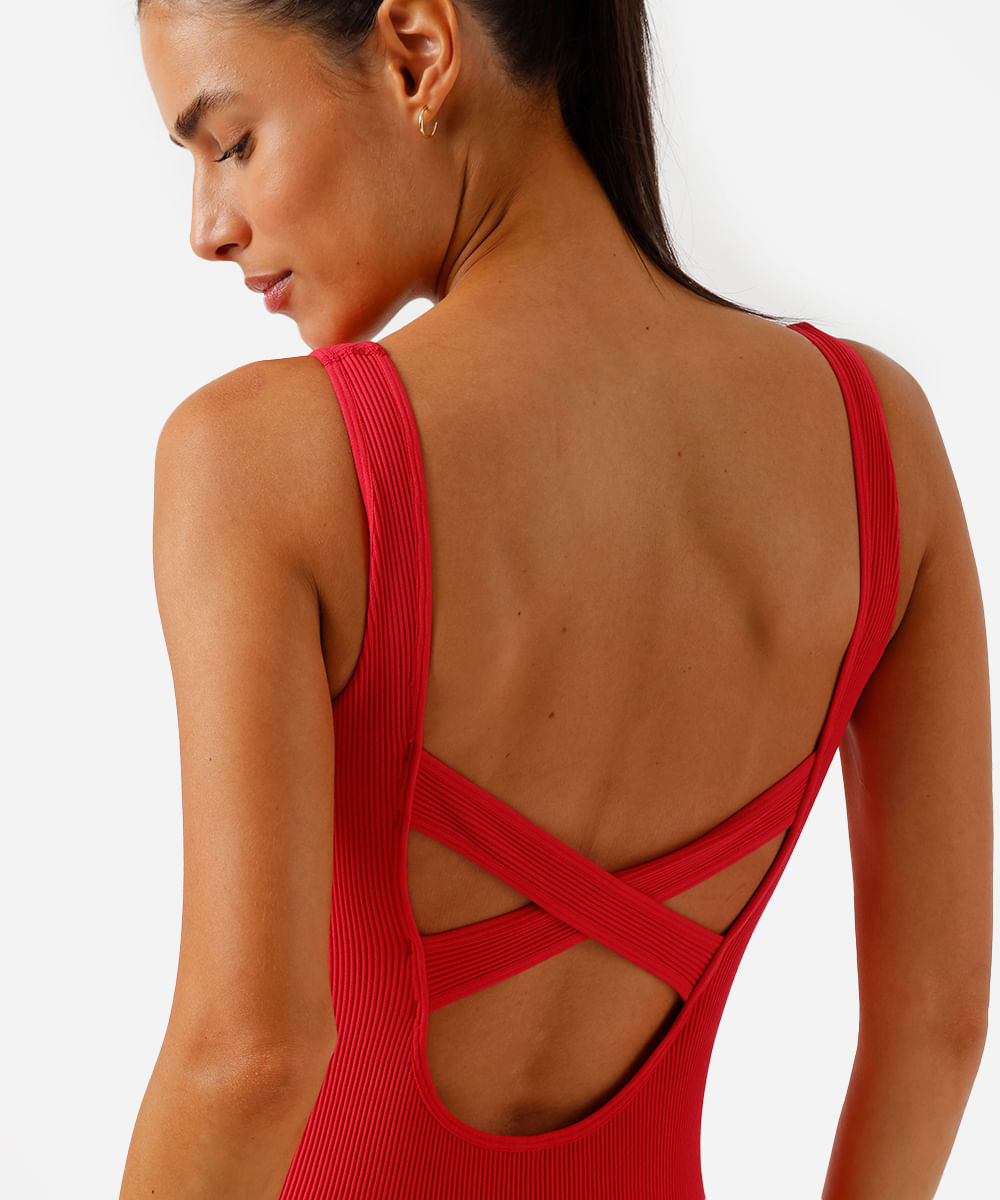 macaquinho feminino esportivo com compressão vermelho