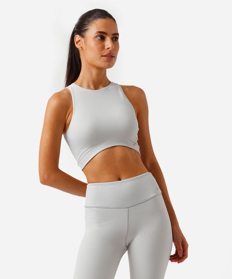 top nadador feminino esportivo ace canelado cinza