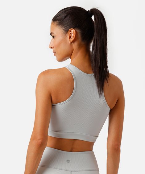 top nadador feminino esportivo ace canelado cinza