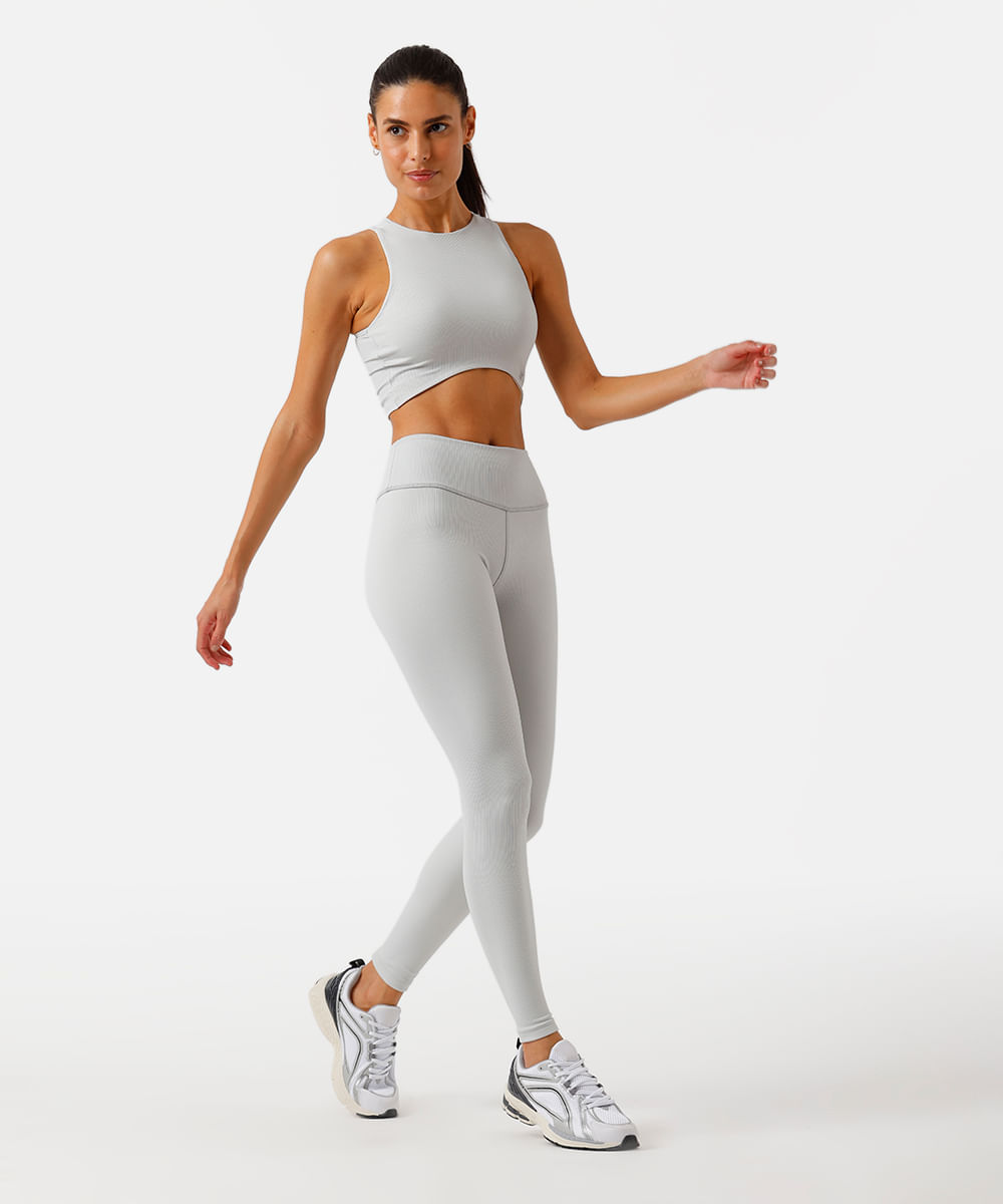 top nadador feminino esportivo canelado cinza