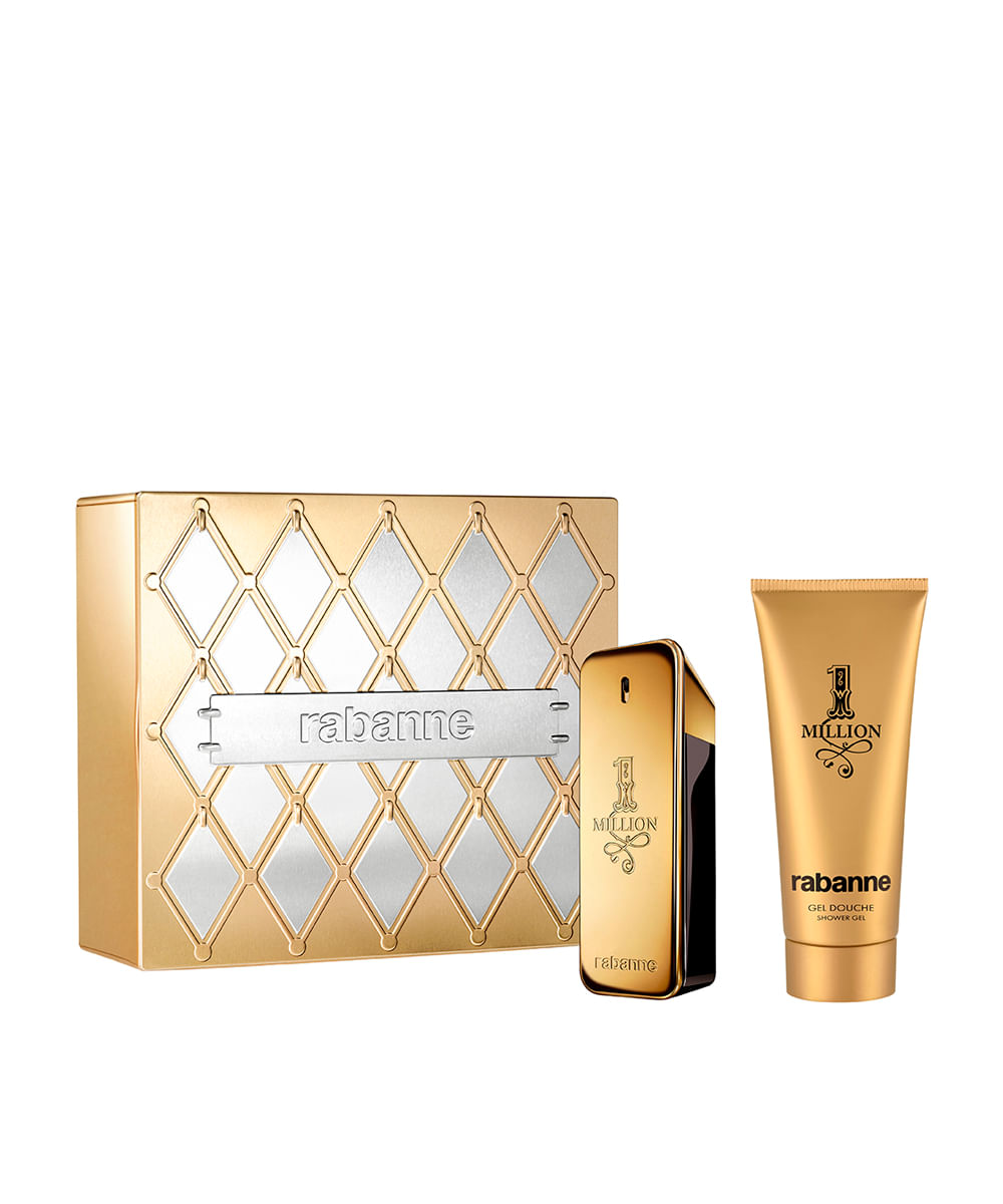 kit perfume masculino rabanne 1 million eau de toilette e gel de banho 100ml