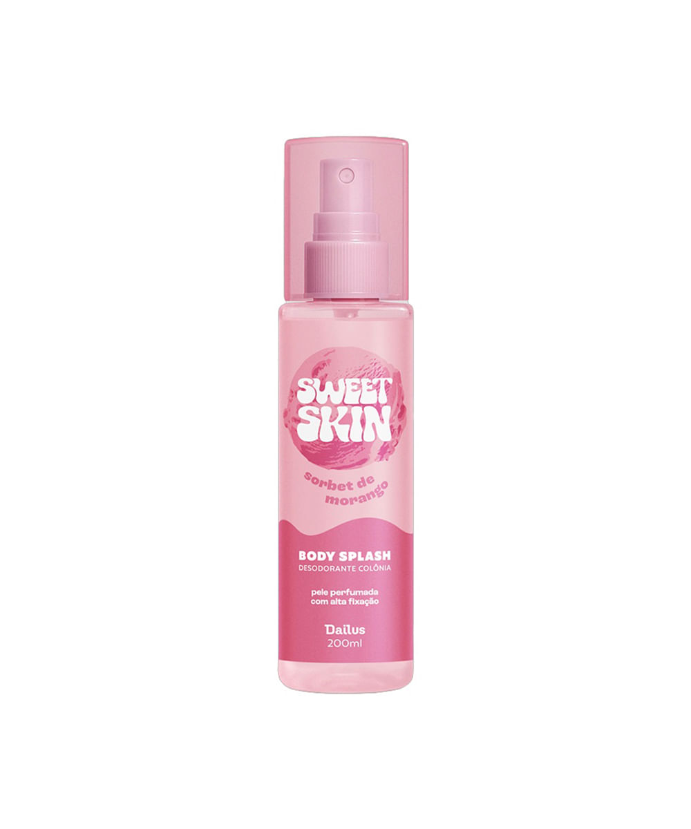 body splash dailus em calda sweet skin morango ao leite 200ml