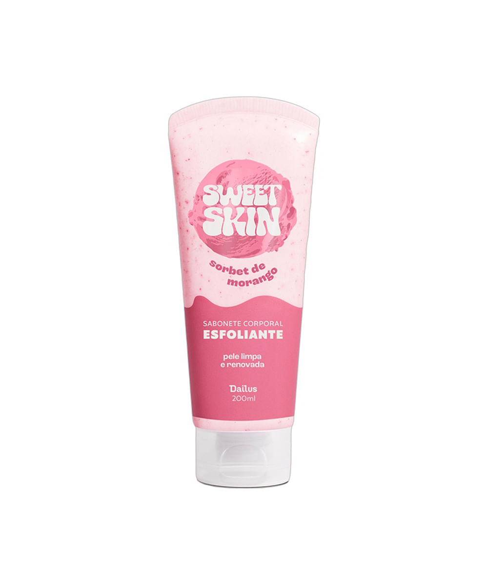 sabonete esfoliante dailus sweet skin morango ao leite 200ml