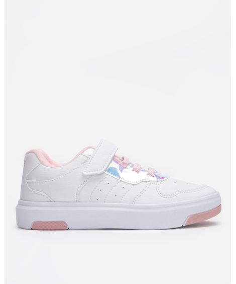 tênis infantil com recortes e velcro ace branco