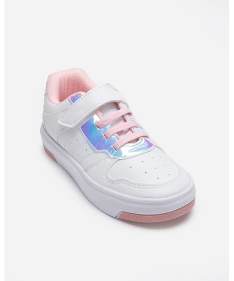tênis infantil com recortes e velcro ace branco