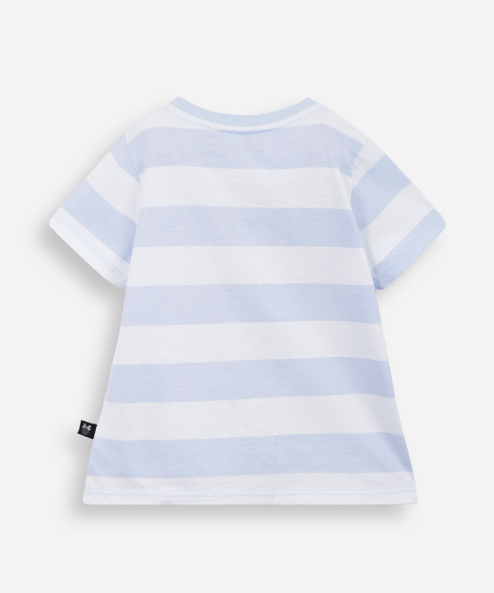 camiseta infantil de algodão minnie listrada azul